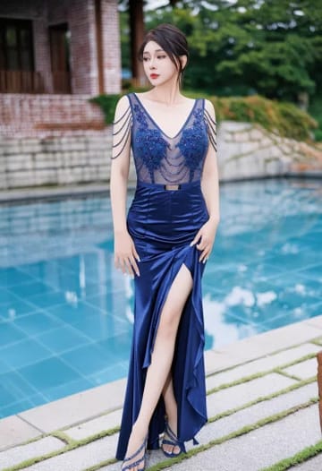 Deep Blue Lace Mermaid Gown